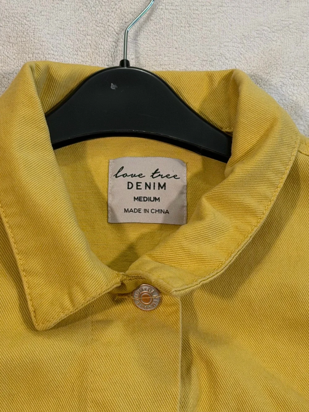 Love Tree Yellow Ruffle-Trim Denim Jacket